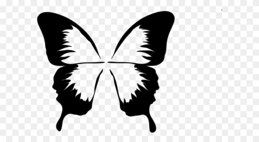 600x400 Stencils, Templates, Patterns - Butterfly Silhouette PNG