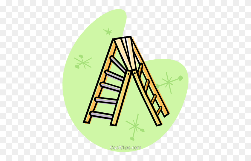 422x480 Step Ladder Royalty Free Vector Clip Art Illustration - Step By Step Clipart