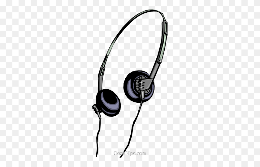245x480 Stereo Headphones Royalty Free Vector Clip Art Illustration - Earphones Clipart