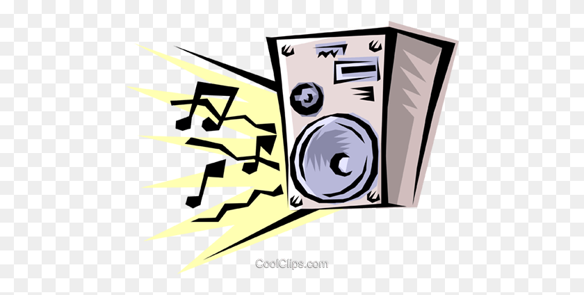 480x364 Stereo Speakers Royalty Free Vector Clip Art Illustration - Stereo Clipart