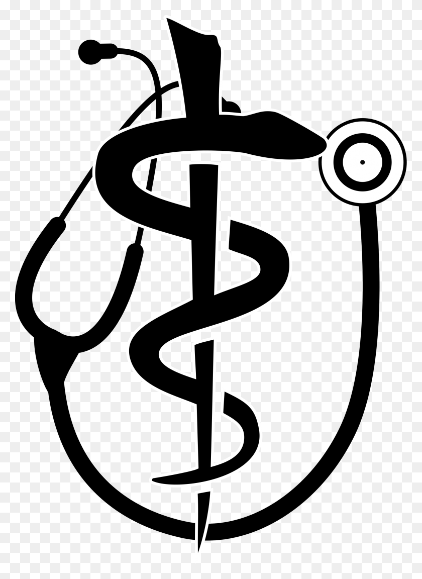 2000x2801 Stethoscope And Rod Of Asclepius - Stethoscope Clipart Transparent