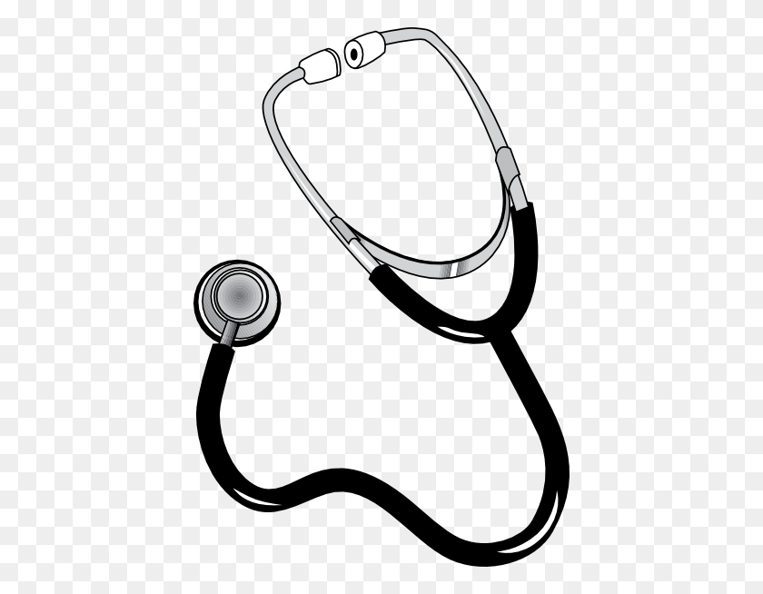 414x594 Stethoscope Clip Art Free Vector - Road Clipart Black And White
