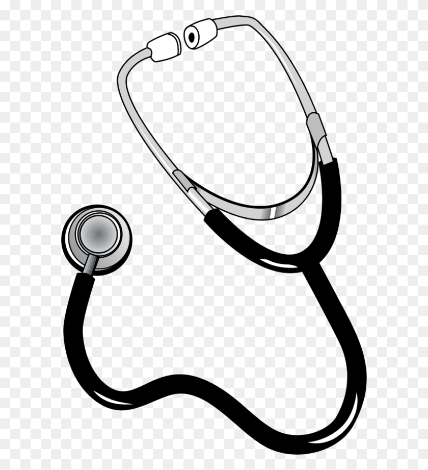 600x861 Stethoscope Nursing Medicine Clip Art - Doctor Clipart Black And White