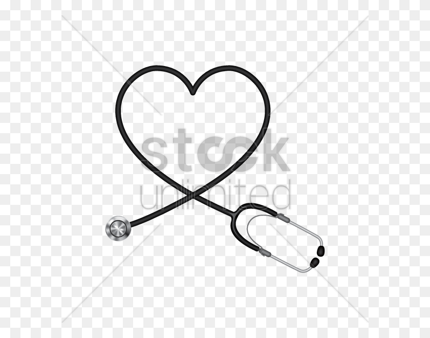 600x600 Stethoscope With Heart Shape Vector Image - Stethoscope Clipart Black And White
