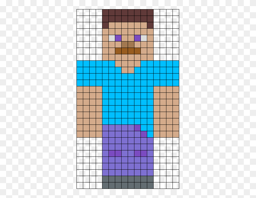 337x589 Steve From Minecraft - Grid Paper PNG