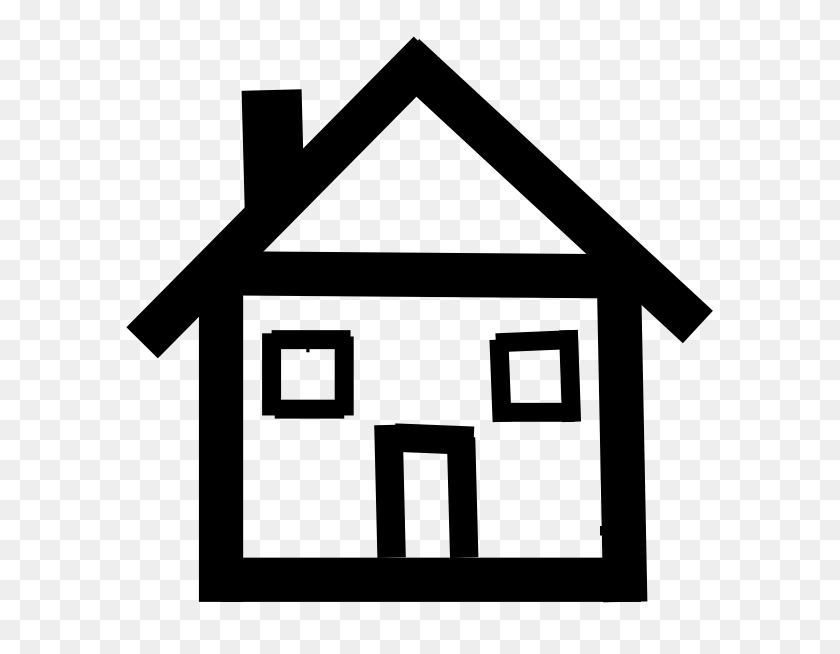 600x594 Stick Figure House Group With Items - Row Of Houses Clipart