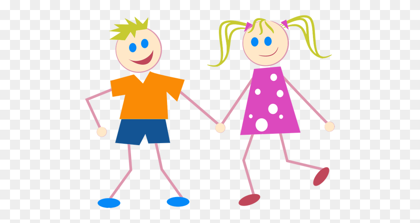 500x387 Stick Figure Kids In Colorful Clothes Vector Image - Stick Figure Family Clip Art