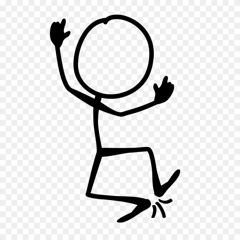 1600x1600 Stick Figure Smiley Animation Clipart - Jump Clipart Blanco Y Negro