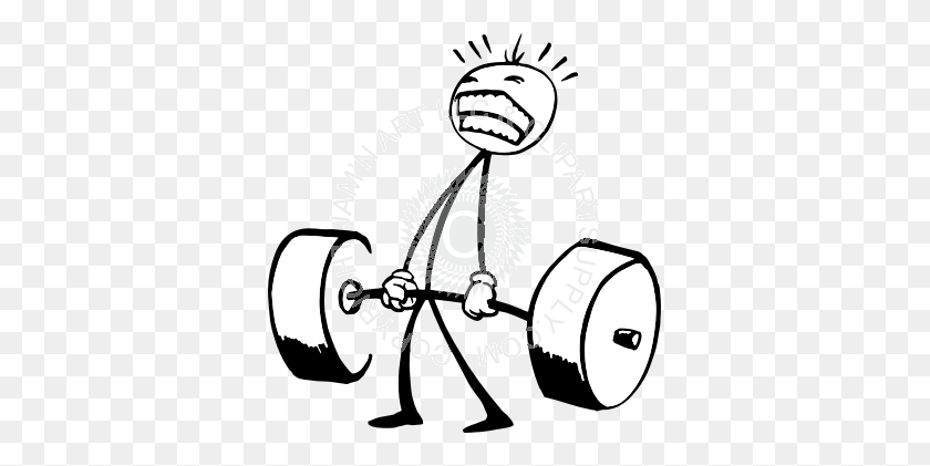 355x361 Stick Man And Weights - Powerlifting Clipart
