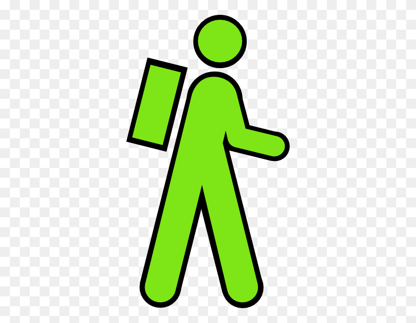 330x594 Stick Man Green Clip Art - Backpack Clipart PNG