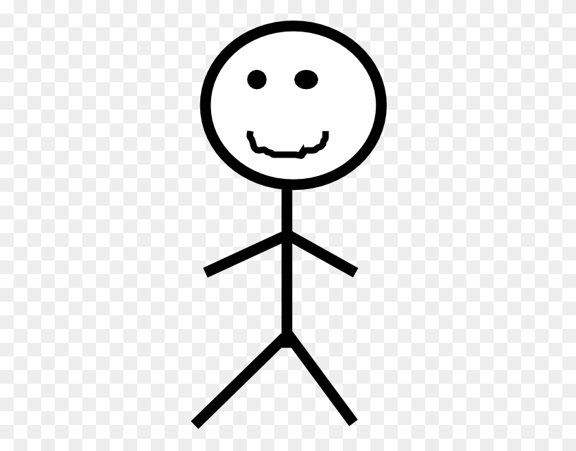 288x598 Stick Man Png, Clip Art For Web - Laughing Clipart Black And White