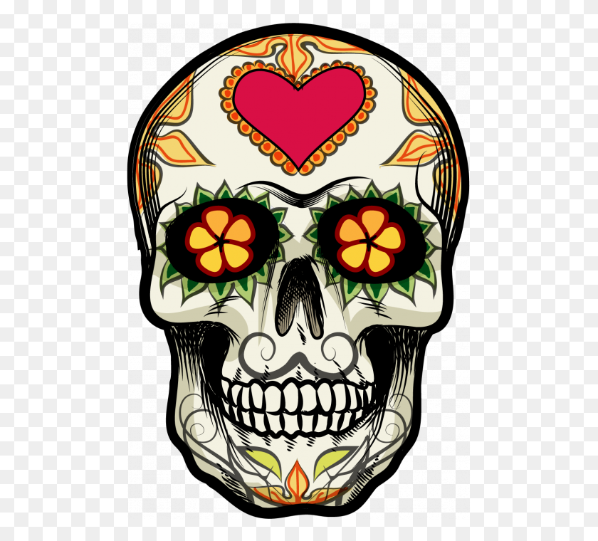 484x700 Sticker Calavera - Dia De Los Muertos Skull Clipart