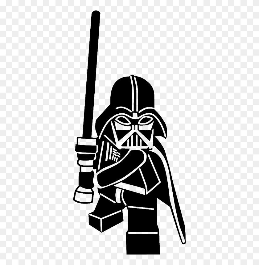 374x798 Sticker Figurine Dark Vador Cameo Lego, Silhouette - Darth Vader Clipart Black And White