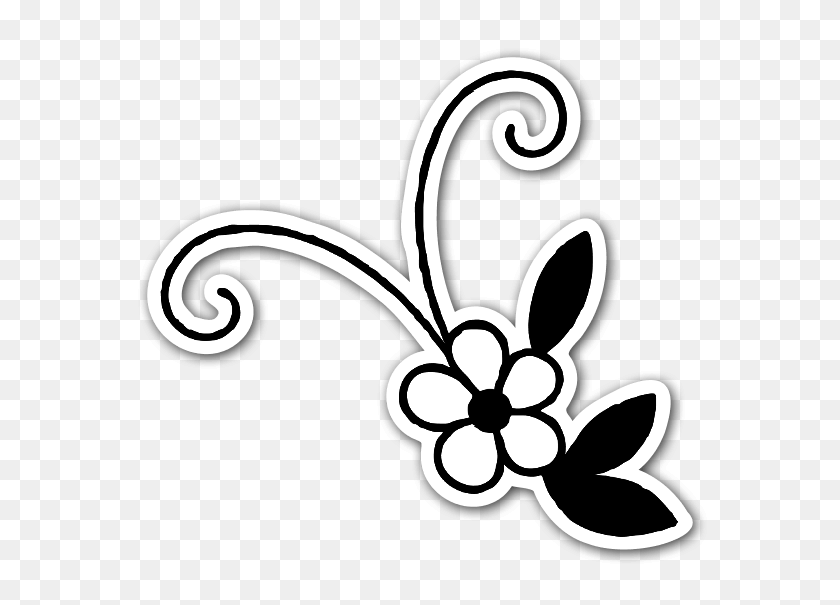 600x545 Stickerapp - Black And White Flower PNG