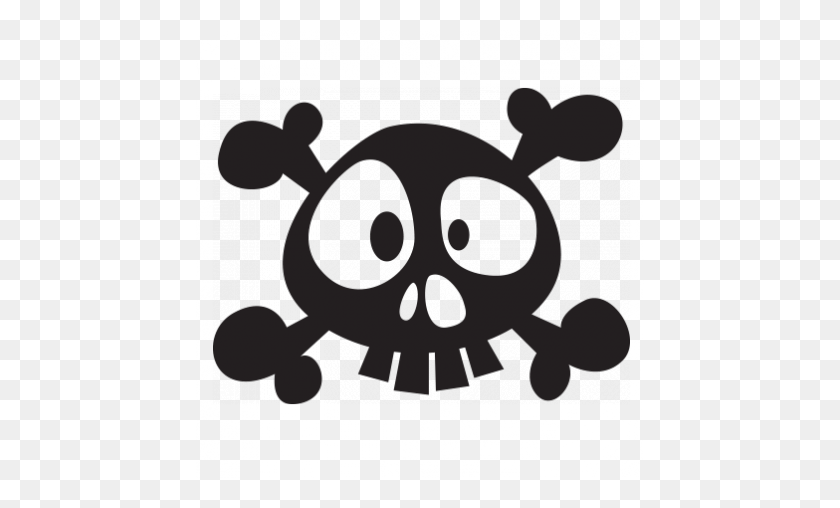 448x448 Stickers Decors De Pirate De Mort Negative Positive - Skull Silhouette PNG