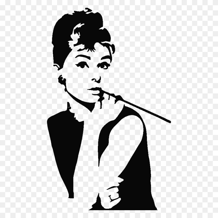 800x800 Pegatinas Muraux - Audrey Hepburn Clipart