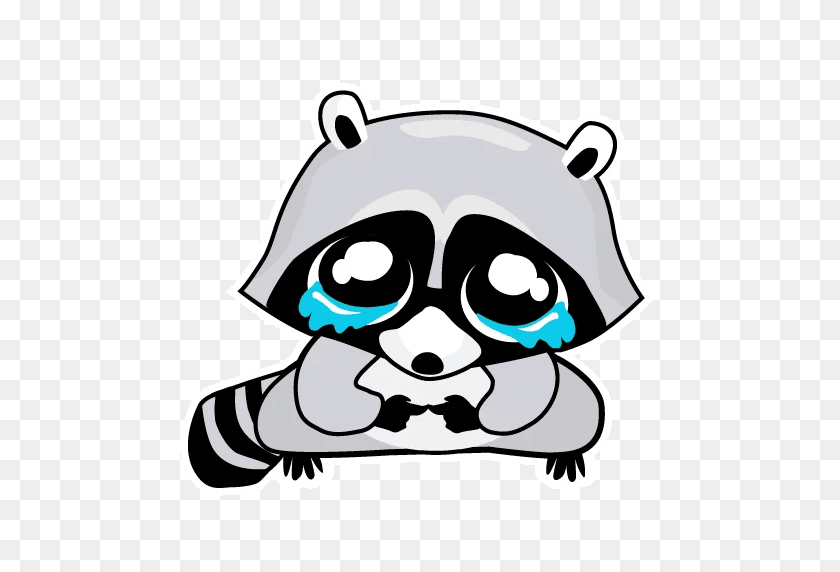 512x512 Stickers Set For Telegram - Raccoon Face Clipart