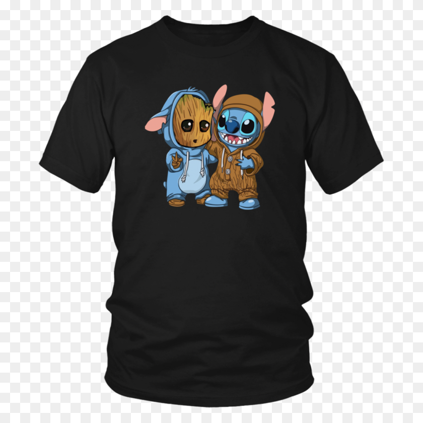 1024x1024 Stitch And Baby Groot Camiseta Superdesignshirt - Baby Groot Png
