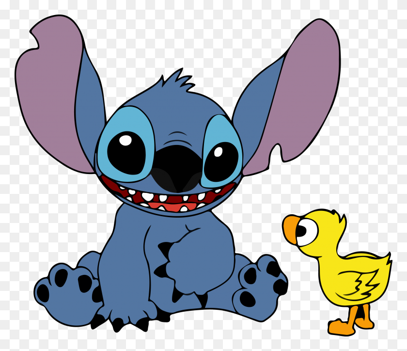 3166x2698 Stitch And Duck Vector - Stitch PNG