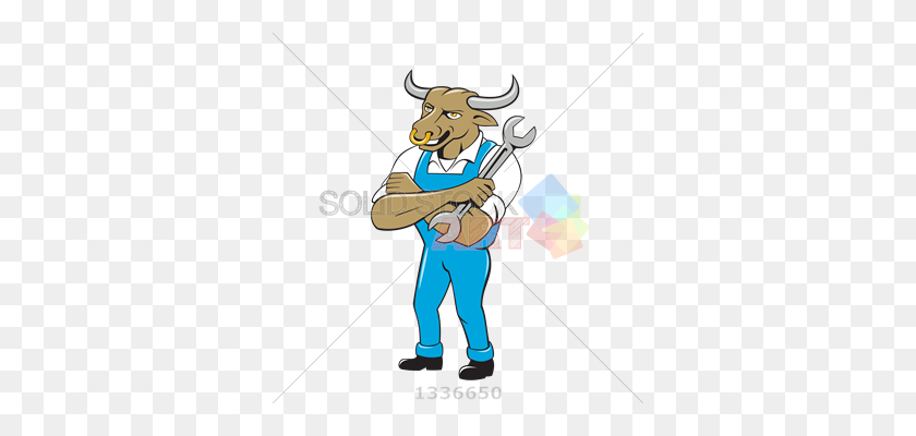340x340 Stock Illustration Of Cartoon Bull Mechanic In Blue Arms Crossed - Crossed Arms Clipart