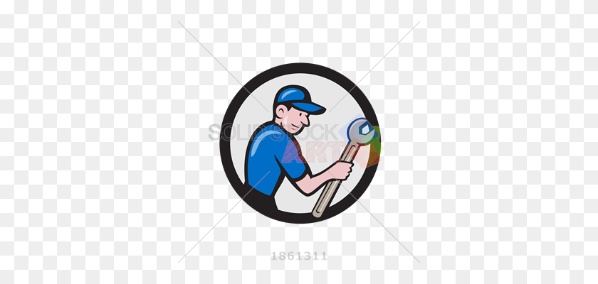 340x340 Stock Illustration Of Cartoon Handyman In Blue Profile Holding - Handyman PNG