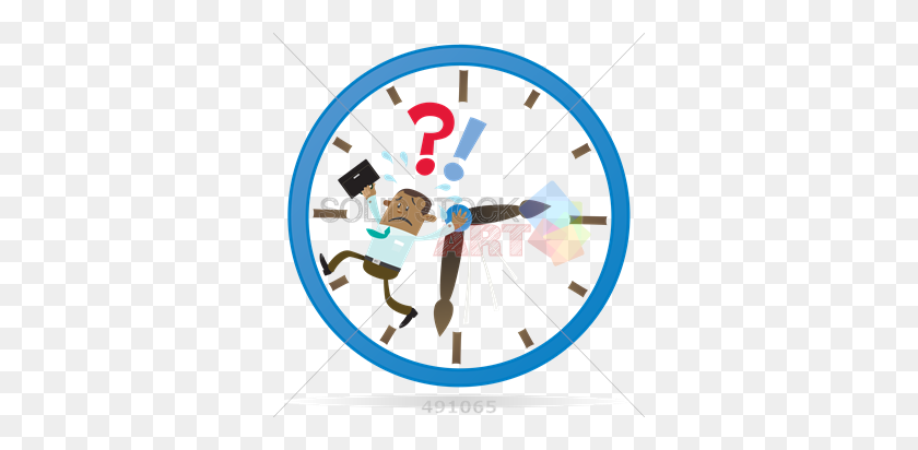 340x352 Stock Illustration Of Cartoon Illustration Of African American - Time Running Out Clipart