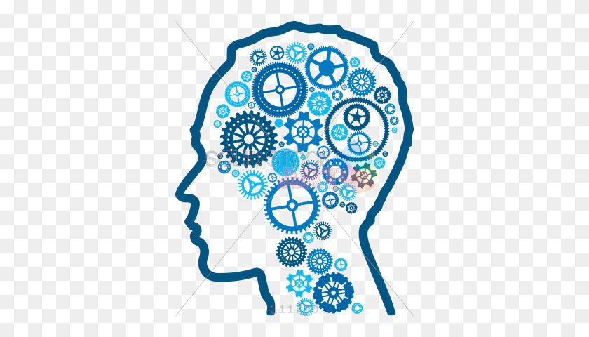 340x420 Stock Illustration Of Human Mind Represented With Gears And Cogs - Mind PNG