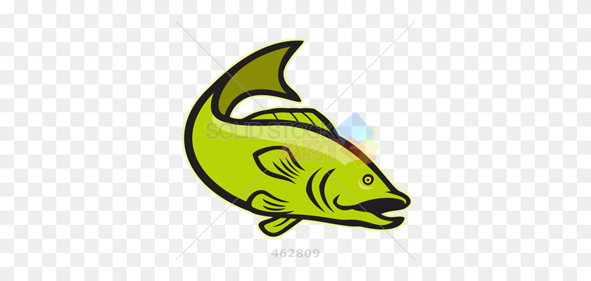 340x340 Stock Illustration Of Largemouth Bass In Green Cartoon Logo - Largemouth Bass Clipart