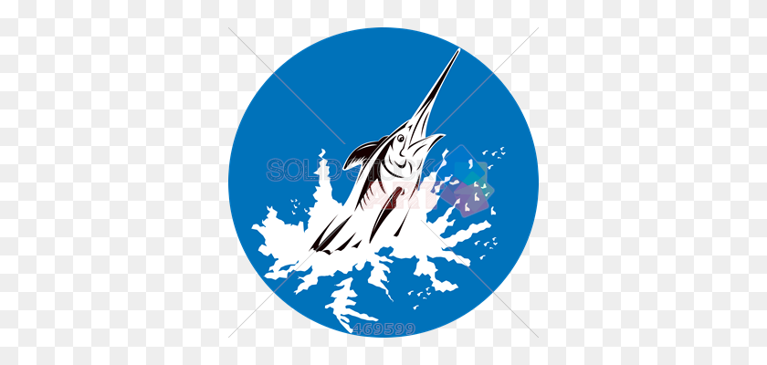 340x340 Stock De Ilustración De La Antigua Caricatura De Dibujo De Saltar - Blue Marlin Clipart