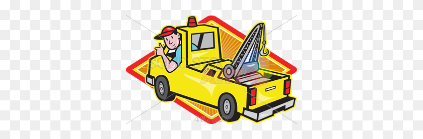 340x217 Stock Illustration Of Old Fashioned Cartoon Rendering Of Tow Truck - Old Truck Clip Art