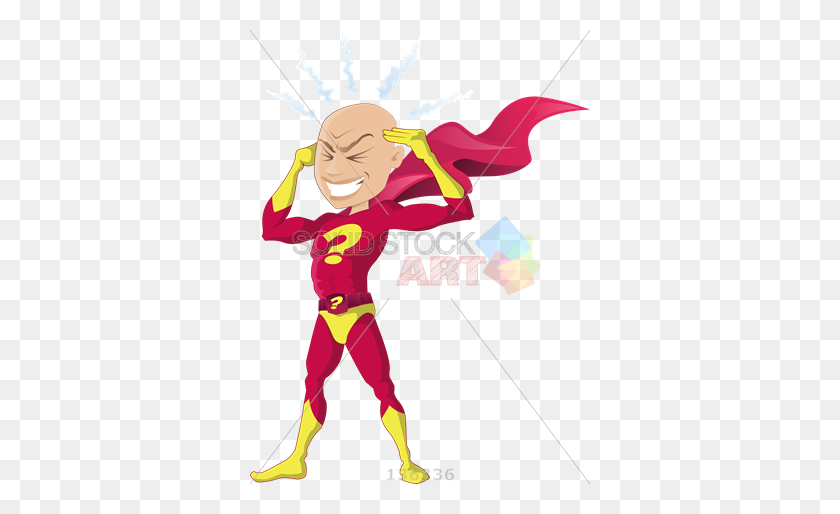 340x454 Stock Illustration Of Super Thinker Superhero With Red Cape Puts - Thinking Person PNG