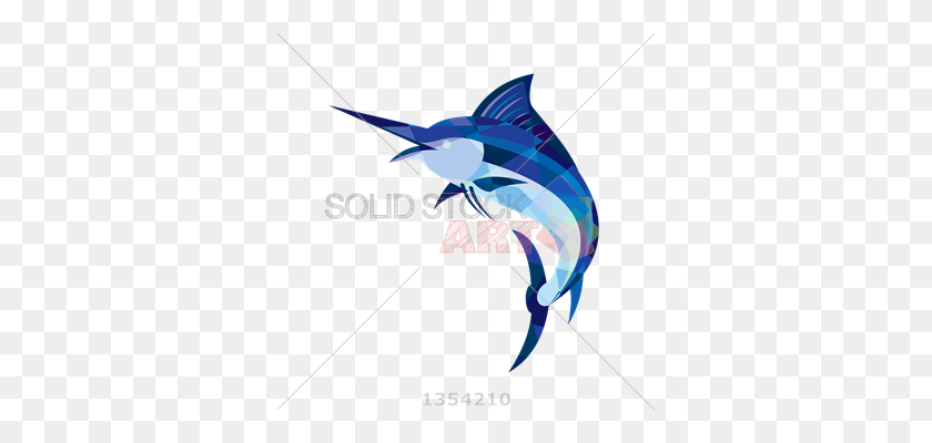340x340 Stock Illustration Of Vector Blue Marlin Jumping Side View - Blue Marlin Clipart
