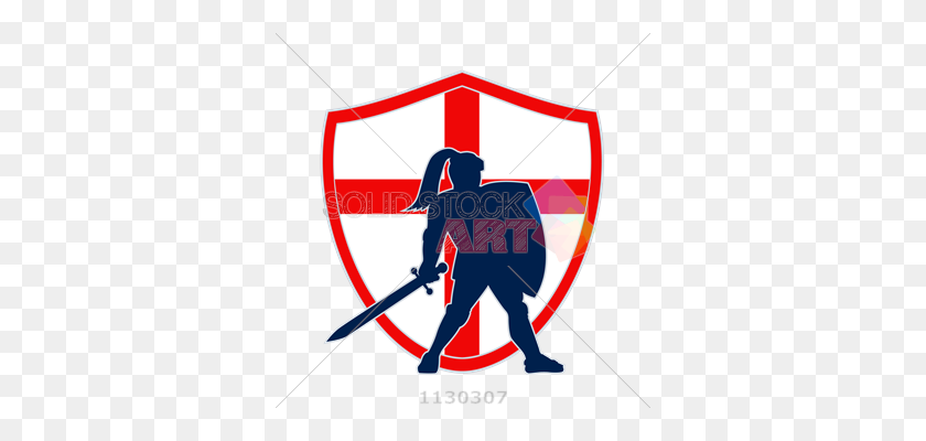 340x340 Stock Illustration Of Vector Knight Black Silhouette Holding Sword - Knight Shield Clipart