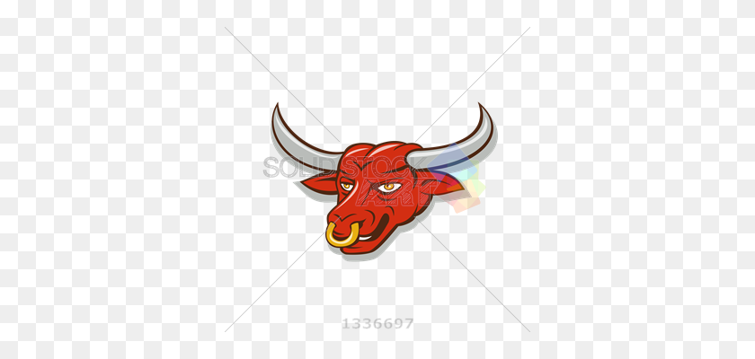 340x340 Stock Illustration Of Vector Red Texas Longhorn Bull Head - Bull Head PNG