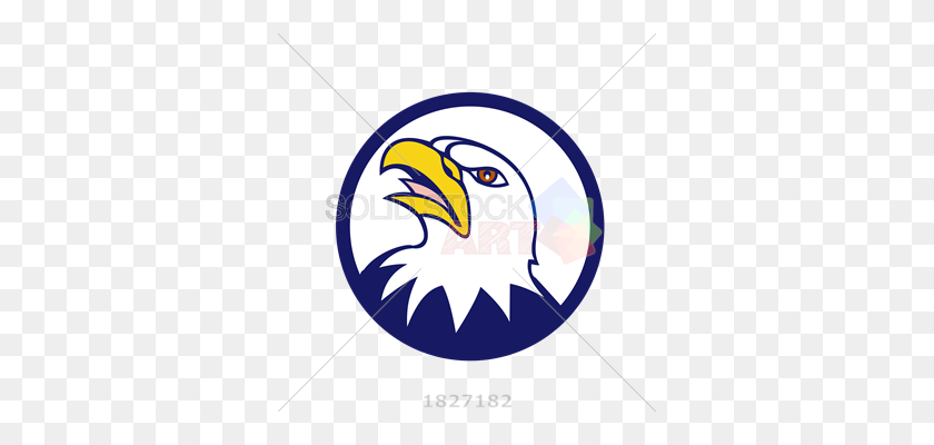 340x340 Stock Photo Of Cartoon Angry Eagle Head On White Circle - Eagle Head PNG