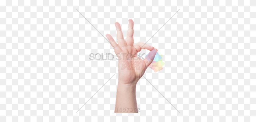 340x340 Stock Photo Of Caucasian Hand Flashing Okay Sign On Transparent Square - Ok Hand PNG