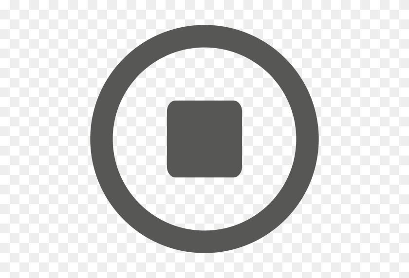 512x512 Stop Flat Media Icon - Gray Circle PNG
