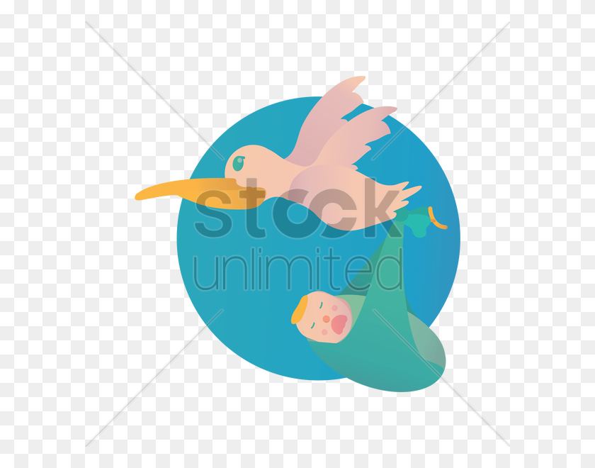 600x600 Stork Carrying A Baby Vector Image - Clipart Stork Carrying Baby