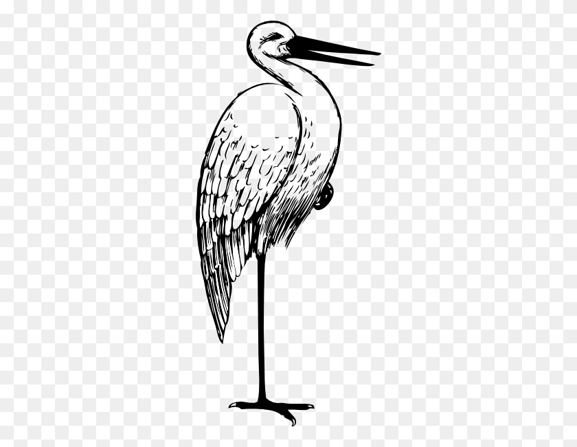 270x591 Stork In Black And White Clip Arts Download - Wing Clipart Black And White