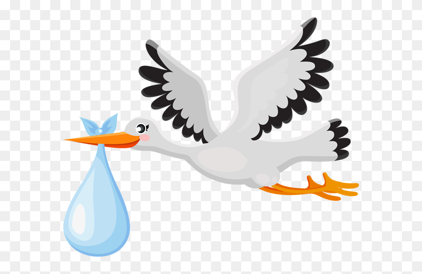 600x485 Stork With Baby Png Clip Art - Stork And Baby Clipart