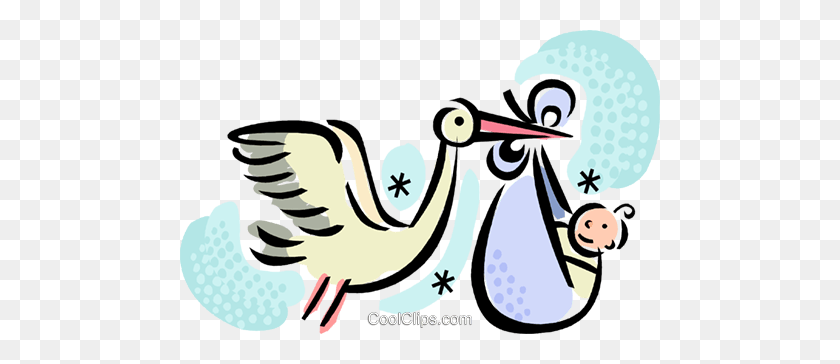 480x304 Storks Royalty Free Vector Clip Art Illustration - Stork And Baby Clipart