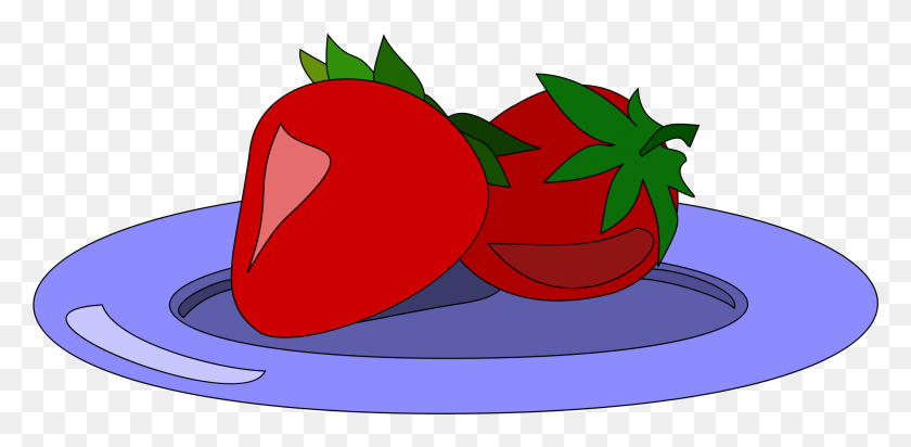 2085x941 Strawberries On A Plate Icons Png - Strawberries PNG