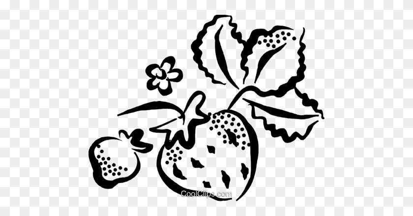 480x379 Strawberries Royalty Free Vector Clip Art Illustration - Strawberry Black And White Clipart