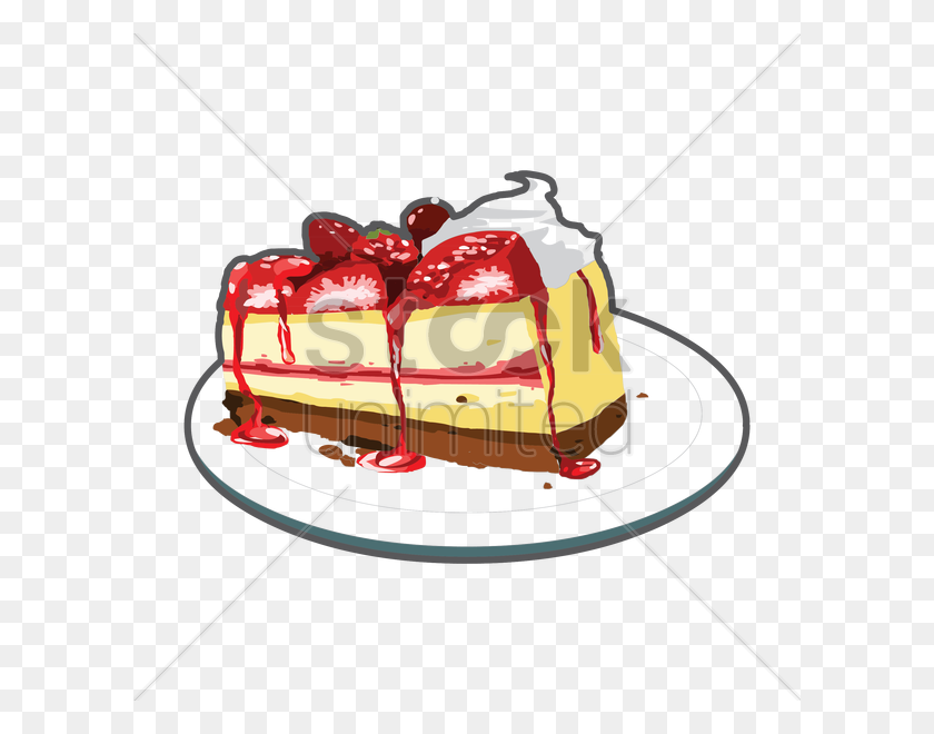 600x600 Strawberry Cake Slice Vector Image - Cake Slice PNG