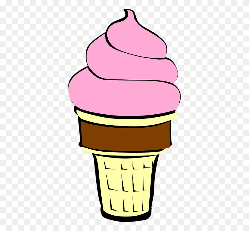 380x720 Strawberry Clipart Ice Cream Cone - Ice Cream Cone Clip Art Free