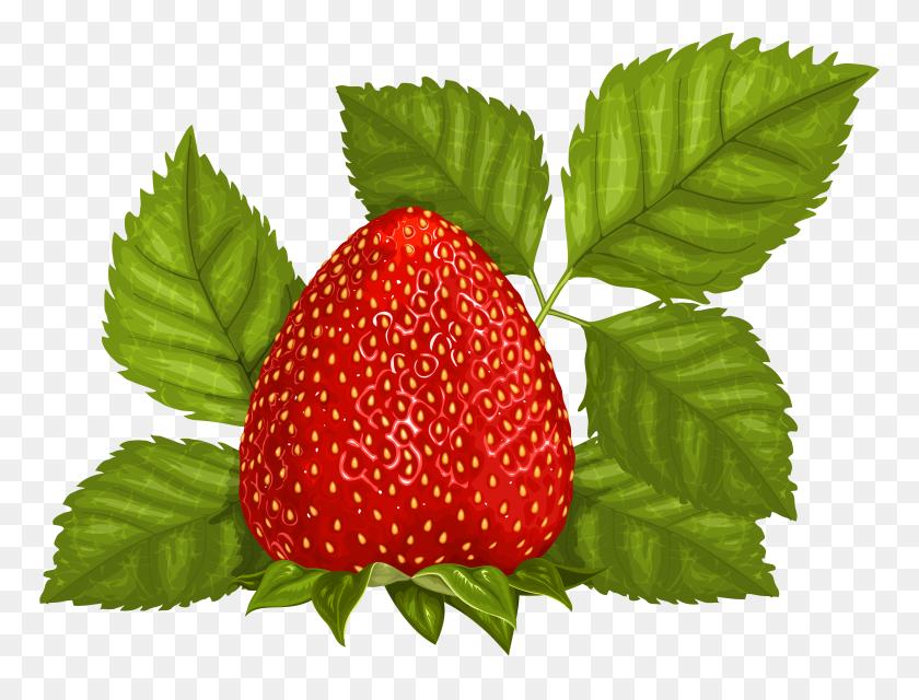 4447x3311 Strawberry With Leaves Png Clipart - Strawberry Images Clip Art