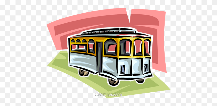 480x352 Streetcar Royalty Free Vector Clip Art Illustration - Streetcar Clipart
