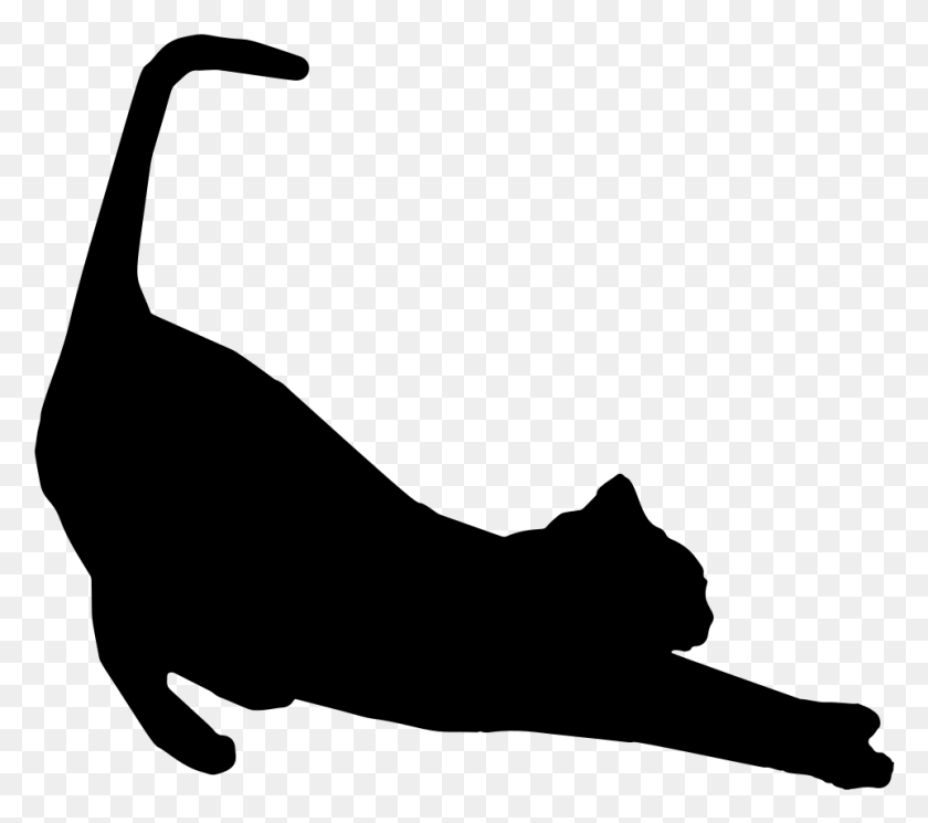 961x845 Stretching Cat Silhouette - Cat Silhouette PNG