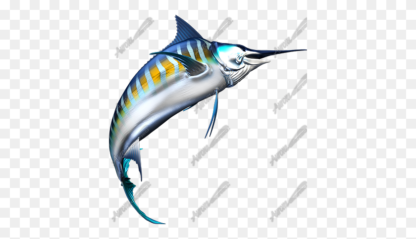 400x423 Marlin Rayado - Clipart Marlin Azul
