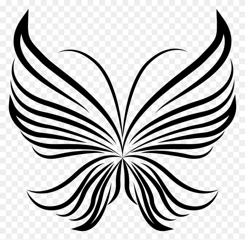 980x958 Stripes Wings Light Butterfly Beautiful Design From Top View - Plant Top View PNG
